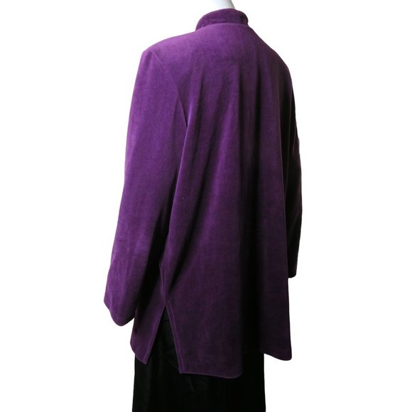 Vintage 80s Ruth Norman for Neiman Marcus Velour Guru Jacket Purple Gold Toggles - Picture 11 of 14